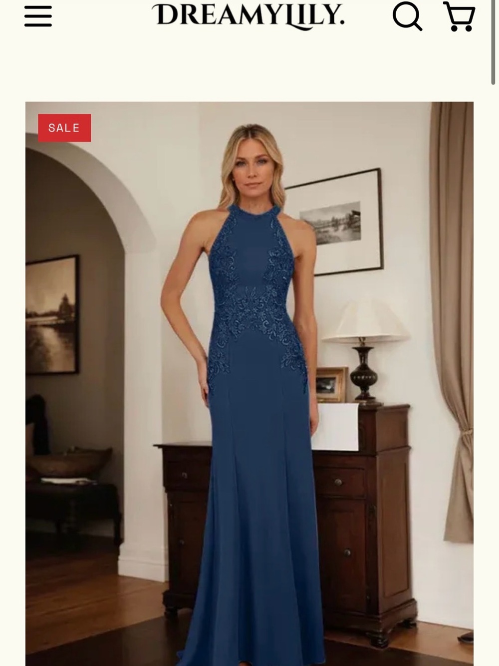 Dreamylily Sheath Halter Long Mother of Bride Dress With Appliques